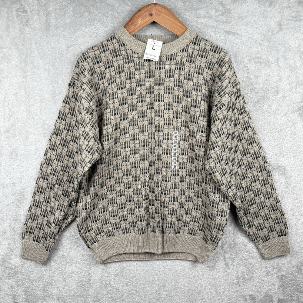 Towncraft Crew Neck Sweater Mens L Multicolor Geometric Grandpa Dead Stock NWT‎